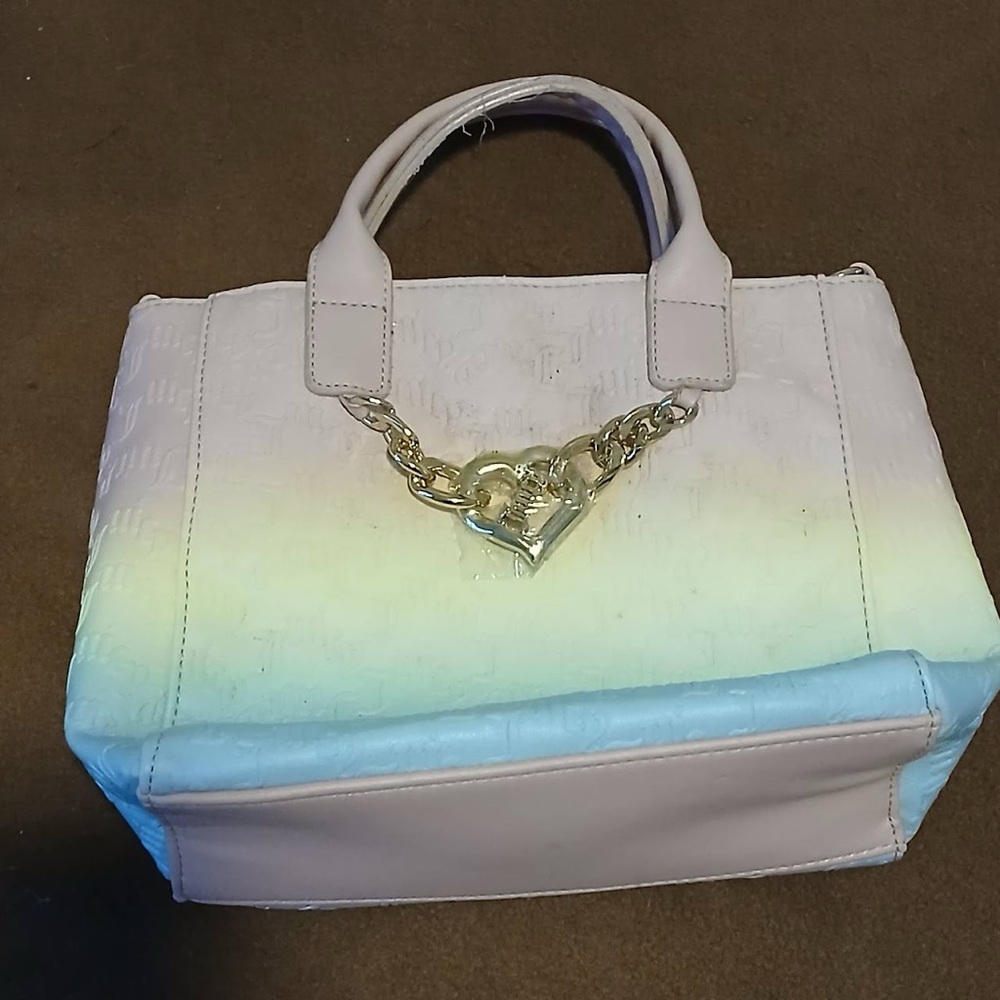 Juicy Couture Cream and Light Blue Satchel